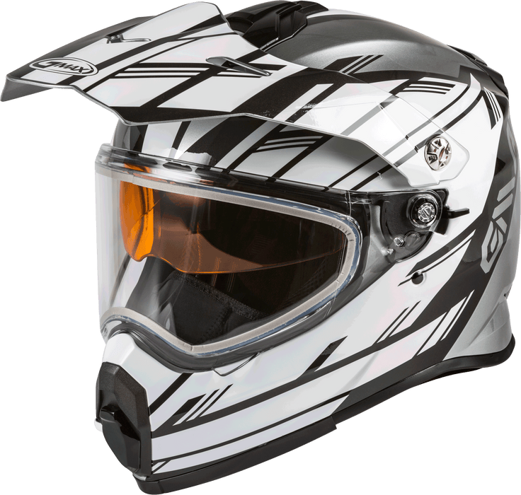 Gmax AT-21S Adventure Epic Adult Snowmobile Helmet - Silver/White/Black/X-Small