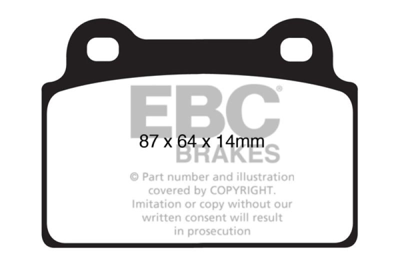 EBC 08-16 Mitsubishi Lancer Evo 10 2.0 Turbo (1 piece rotor) Ultimax2 Rear Brake Pads UD1368