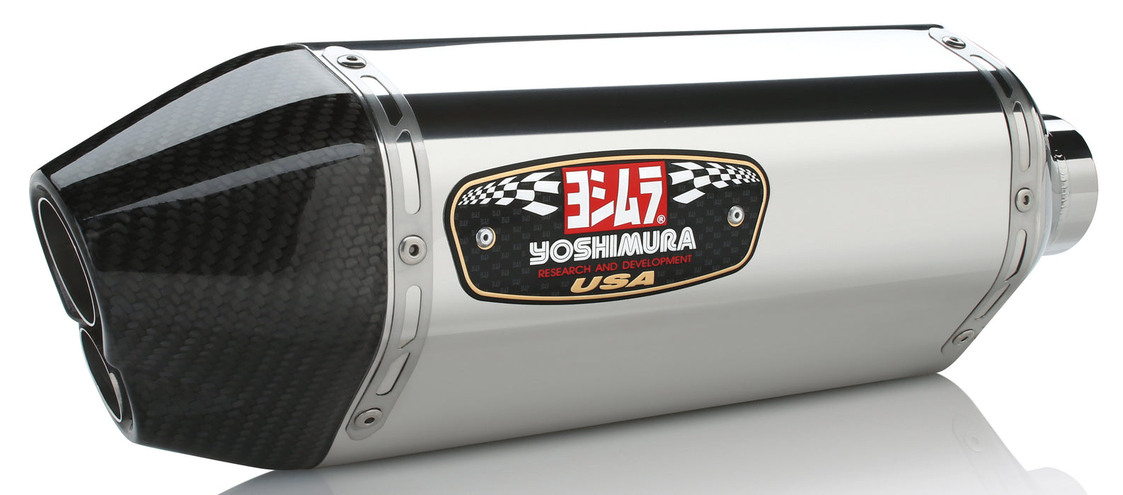 Yoshimura R-77D Dual Outlet Slip-On Exhaust (Street/Stainless Steel with Carbon Fiber End Cap) Compatible with 11-18 Suzuki GSXR600