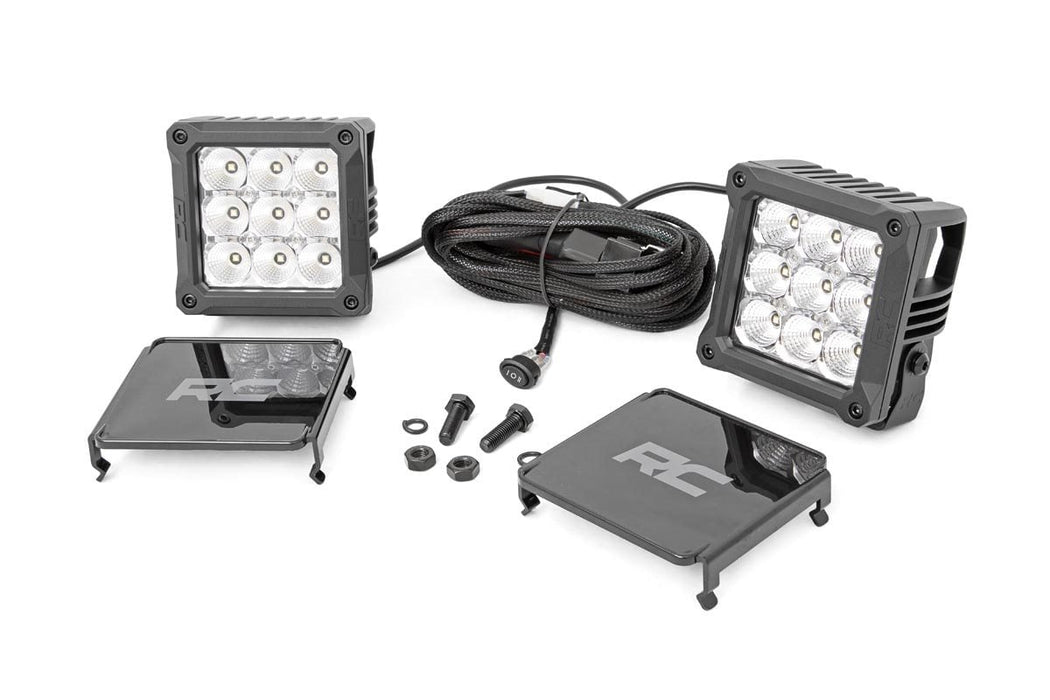 Rough Country Chrome Series Led Light Pair 4 Inch Square White Drl 70905DRL