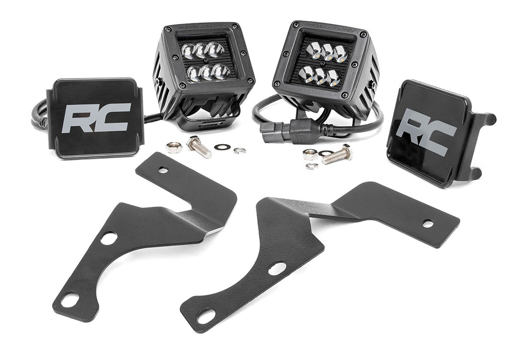 Rough Country LED Light Kit Ditch Mount 2" Black Spot Pair Fits toyota4Runner (10-23)