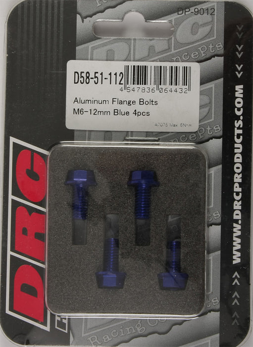 Dr Dry Aluminum Flange Bolts Blue 6x12mm 4 Pack