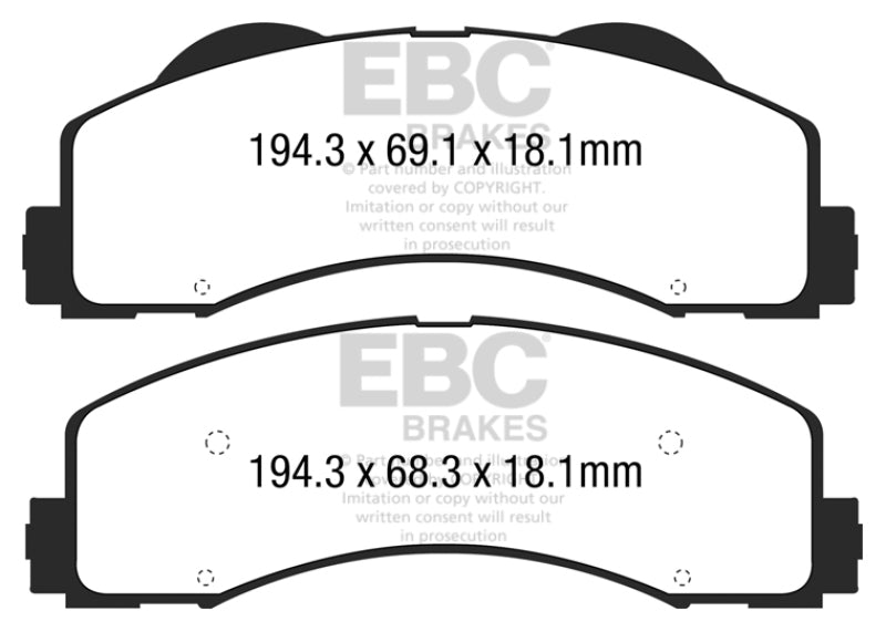 EBC 15+ Ford F150 2.7 Twin Turbo (2WD) Yellowstuff Front Brake Pads DP43034R