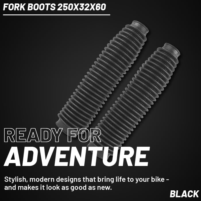 Polisport MX Motorcycle Fork Boots - Universal Fit, Black, Durable and Flexible Fork Protectors for All Motorcycles