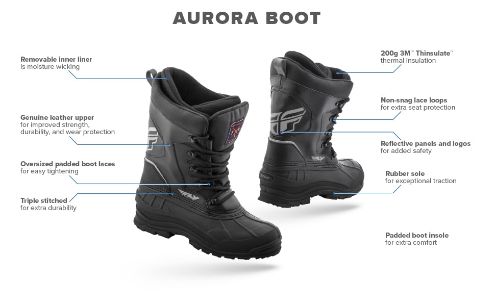 Fly Racing Aurora Snow Boot (Black, 11)