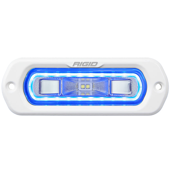 Rigid Industries Sr-L Series Marine Spreader Pod, 2 Wire Flush Mount, White W/Blue Halo 51201