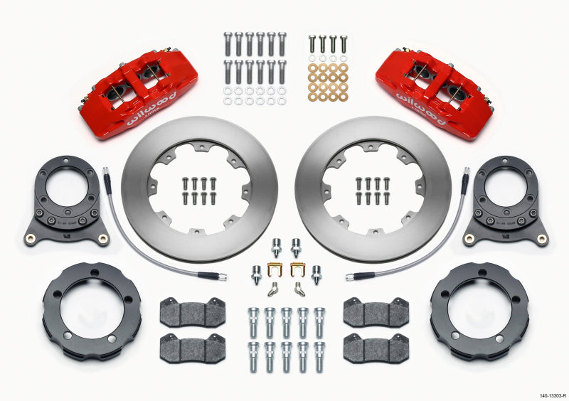 Wilwood Dynapro 6 Front Hat Kit 11.75in Rotor Red 66-75 Ford Bronco Dana 30/44 w/Lines 140-13303-R