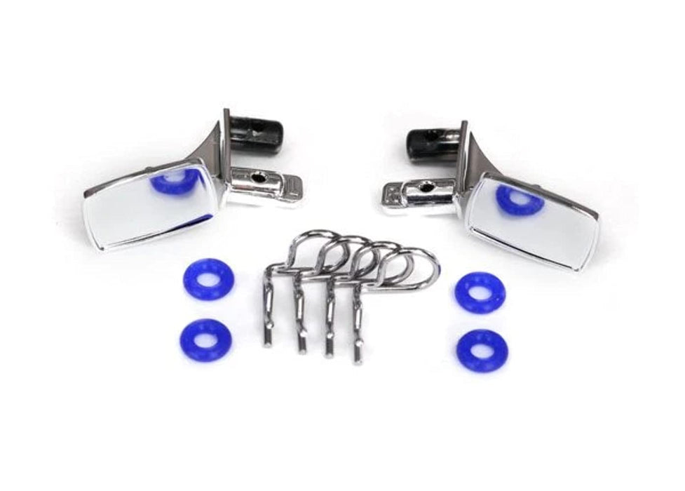 Traxxas TRA8133 Mirrors Side Chrome (Left & Right)/ o-Rings (4)/ Body Clips (4)