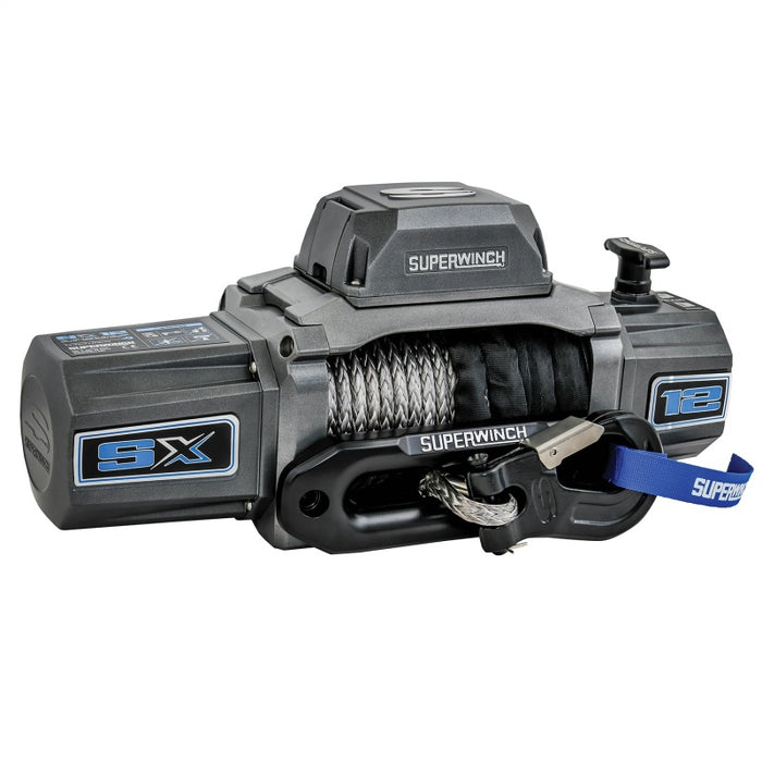 Superwinch 12000 LBS 12V DC 3/8in x 80ft Synthetic Rope SX 12000SR Winch Graphite 1712201