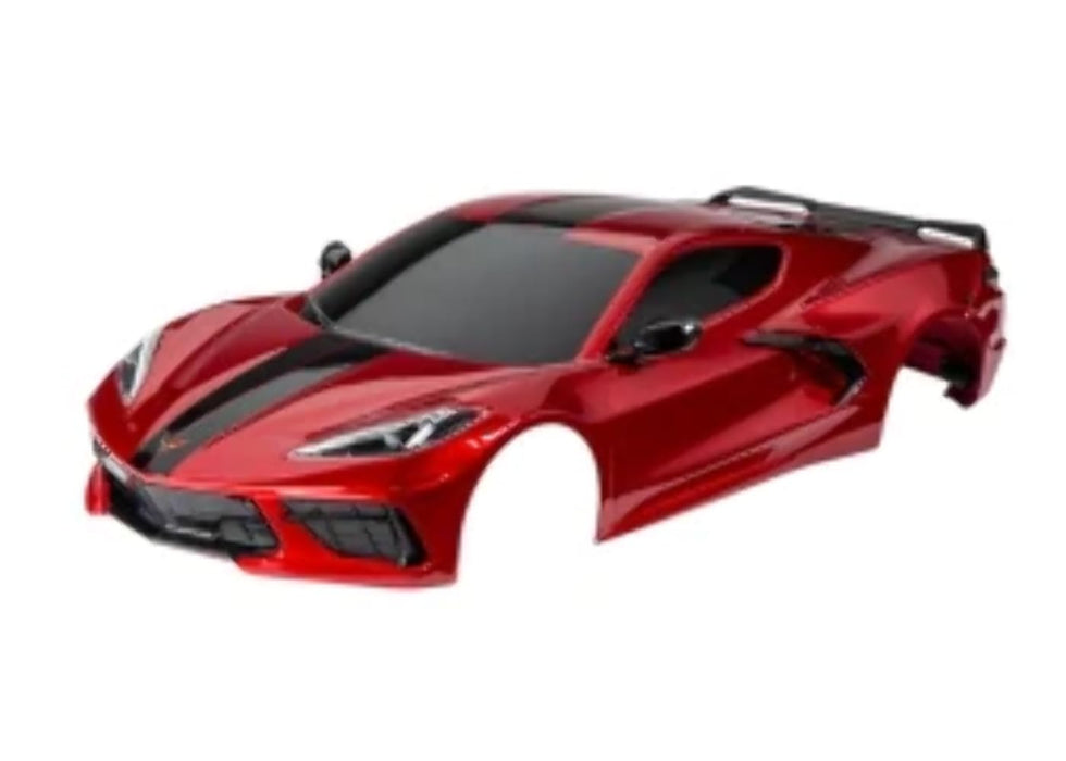 Traxxas 9311R Body Chevrolet Corvette Stingray Complete (red) (Painted Decals Applied) (Includes Side Mirrors Spoiler grilles Vents & Clipless mounting)