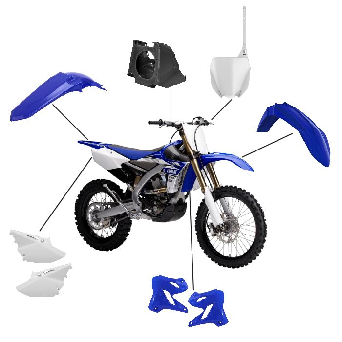 Polisport Full Plastic Kit for Yamaha YZ 125/250 (2002-2021) OEM Quality Restyling Kit with Superior Fit, Flexibility, and Durability (Blue/White)