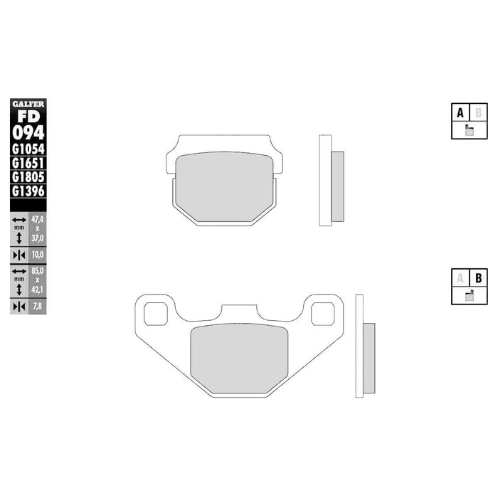 Galfer Semi-Metallic Brake Pads (Front G1054) Compatible With 86-95 SUZUKI RM80