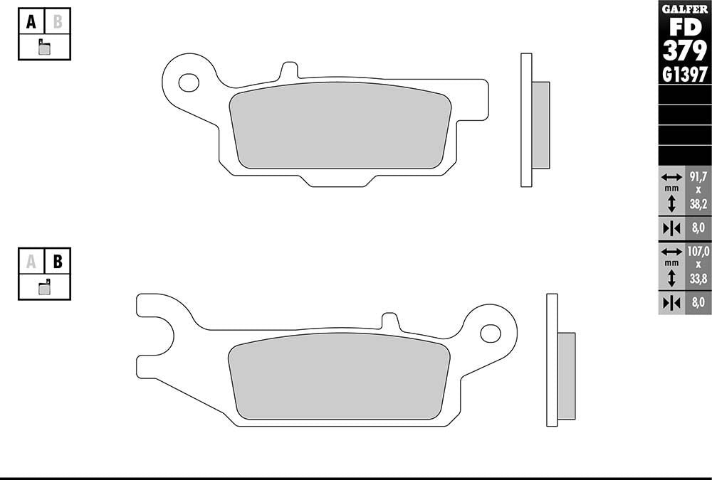 Galfer HH Sintered Brake Pads (Front Right G1397) Compatible With 09-14 YAMAHA GRIZZLY550