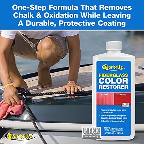 STAR BRITE Fiberglass Color Restorer - Specially Formulated for Colored Boat Hulls - Renew, Shine & Protect -16 OZ (081816PW)