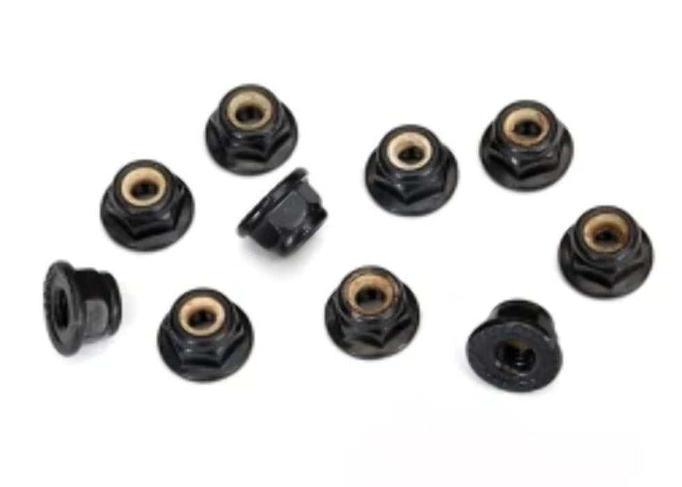 Traxxas 8347 Nuts 4mm Flanged Nylon Locking Serrated (Black) (10)