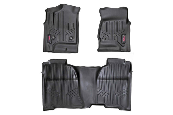 Rough Country Floor Mats Fr & Rr Crew Cab Fits Chevy/GMC 1500/2500HD/3500HD 2WD/4WD M-21413