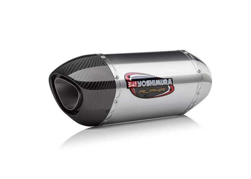 Yoshimura Alpha Slip-On Exhaust (Signature/Stainless Steel/Stainless Steel/Carbon Fiber) Compatible with 15-16 Suzuki GSX-S750