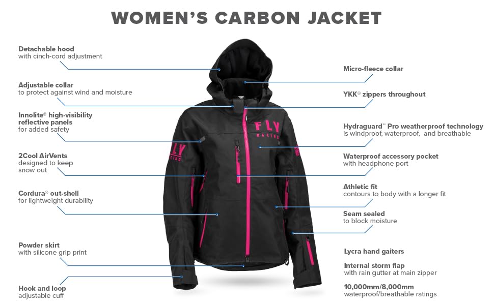 Fly Racing 2023 Women's Carbon Jacket (Black/Grey, Medium)