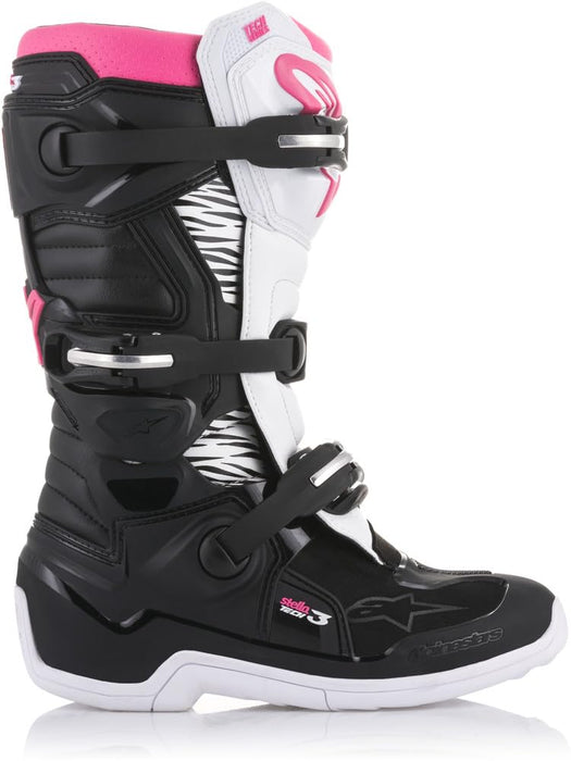 Alpinestars womens Black/White/Pink Tech 3 Stella Boots Black White Pink Sz 08, Multi, 8 US