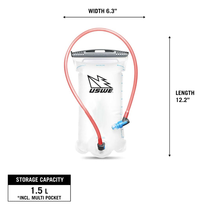 USWE Elite 1.5L Hydration Bladder, Water Reservoir with Plug-n-Play Quick Disconnect & Wide Mouth Open, Reversible Leak Proof BPA Free Bladder for Backpacks & Hydration Packs