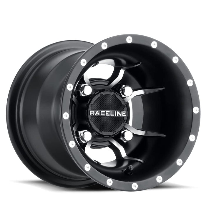 Raceline Wheels A77 MAMBA UTV/ATV Wheel Black Machined Finish 9x8" 4x110", -34.5 mm offset/(3.14"B/S)