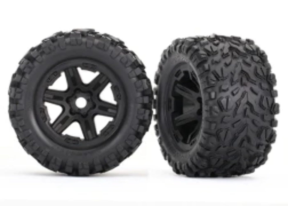 Traxxas 8672 Wheels with Talon Ext Tires 3.8" Black