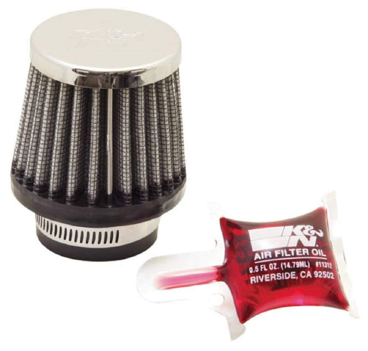 K&N Universal Clamp-On Air Intake Filter: High Performance, Premium, Replacement Air Filter: Flange Diameter: 1.375 In, Filter Height: 2.25 In, Flange L: 0.625 In, Shape: Round Tapered, RC-0790, black