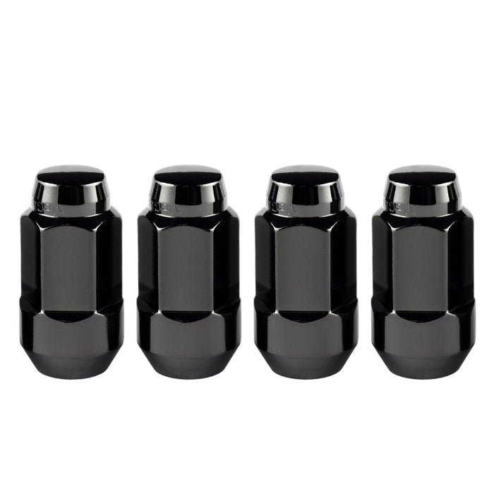 McGard Hex Lug Nut (Cone Seat Bulge Style) M14X1.5 / 22mm Hex / 1.945in. Length (4-Pack) Black 64034