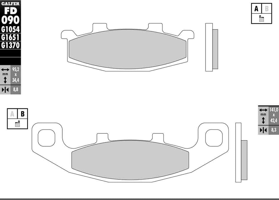 Galfer G1054 Semi-Metallic Brake Pads (Front G1054) for 88-07 Kawasaki EX250