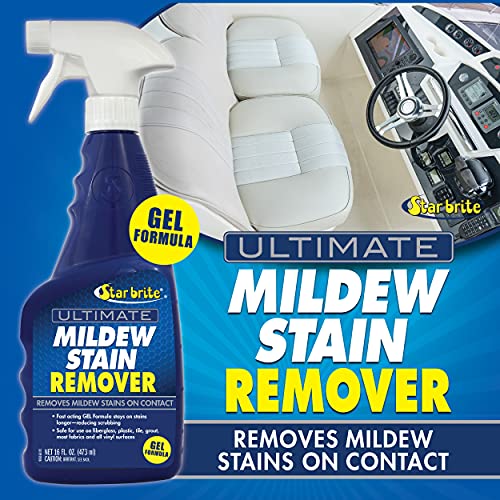 STAR BRITE Ultimate Mildew Stain Remover - Fast Acting Gel Spray Formula Stays On Stains Longer To Reduce Scrubbing 16 OZ (098616)