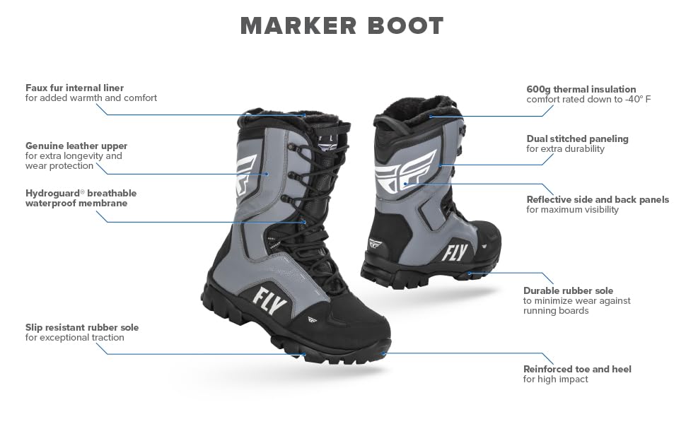 Fly Racing 2022 Marker Boot (Black/Grey, 10)