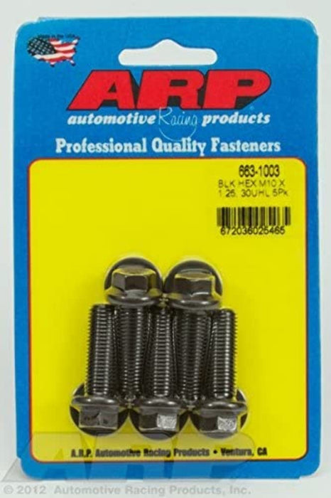 ARP M10 x 1.25 x 30 Hex Black Oxide Bolts (5/pkg) 663-1003