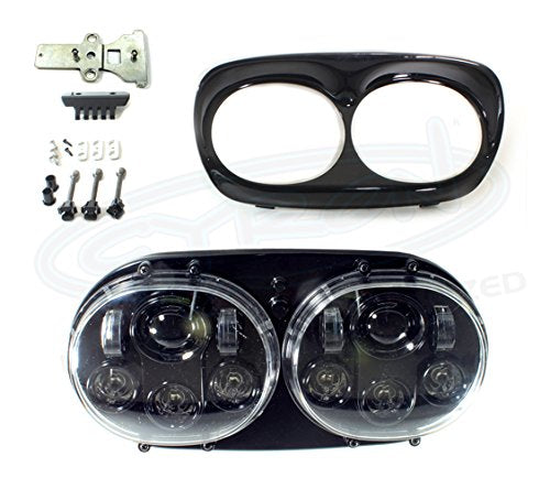 Headlight LED Dual, Integrated 80W Blk, Road Glide '04 - '13