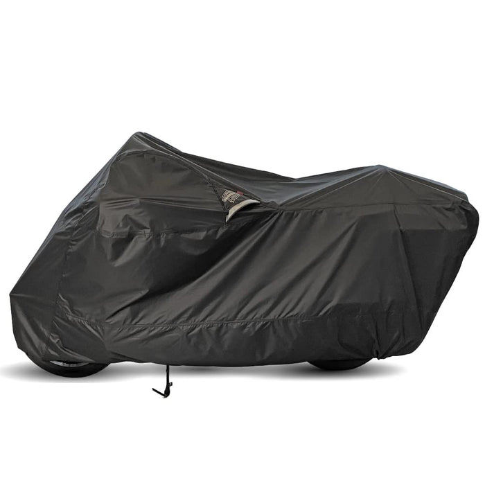 Dowco WeatherAll Plus Motorcycle Cover, Ratchet Attachment, Black Waterproof, Large [52003-02]