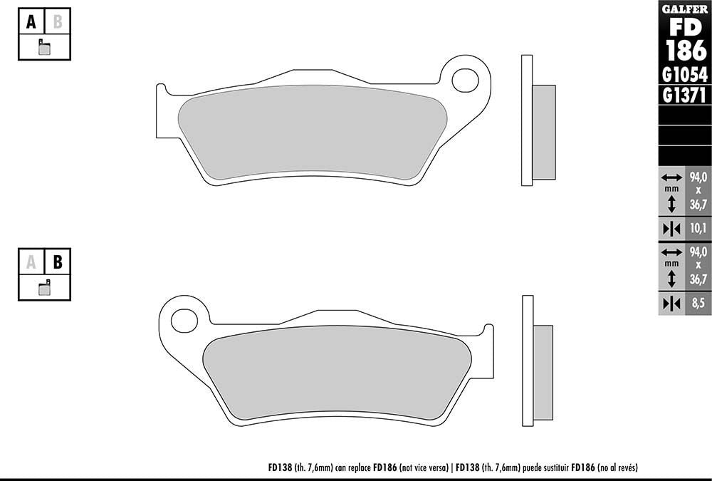 Galfer Semi-Metallic Brake Pads (Rear G1054) Compatible With 16-18 BMW RNINETSCRAM