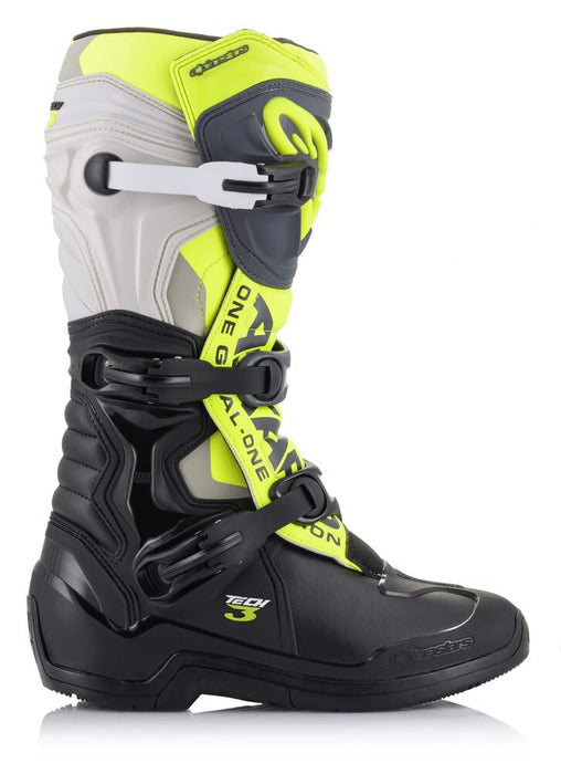 Alpinestars Tech 3 Boots Blk/Cool Grey/Ylw/Fluo Sz 16 (2013018-1055-16)