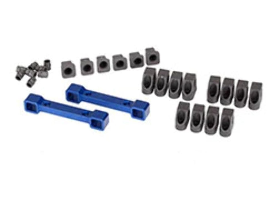 Traxxas TRA8334X Mounts suspension arms aluminum (blue-anodized) (front & rear)/ hinge pin retainers (12)/ inserts (6)