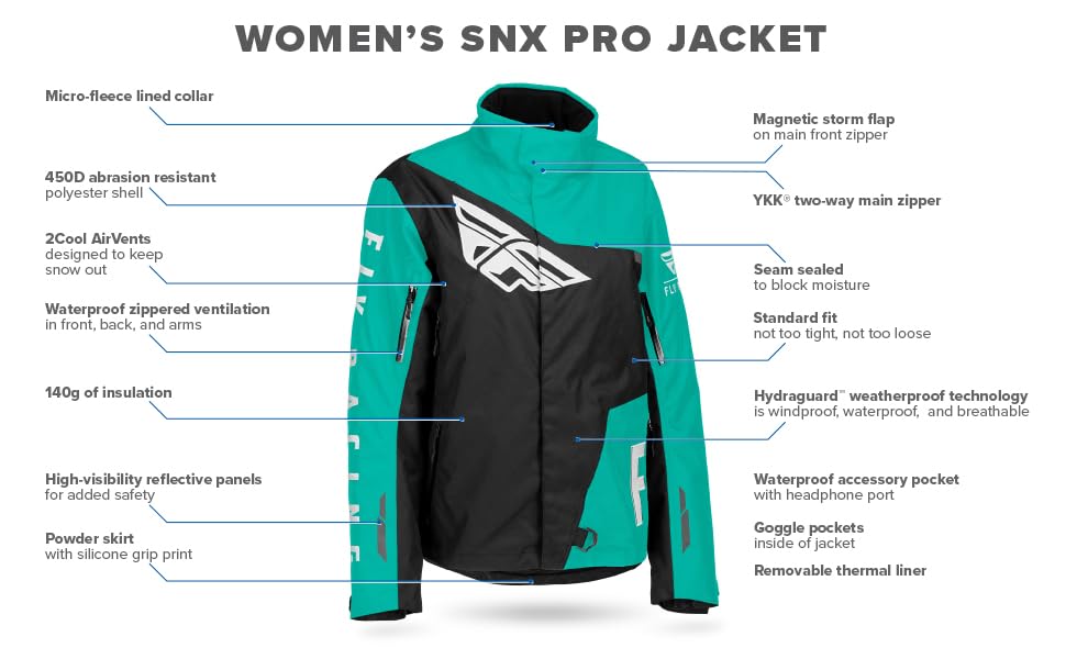 Fly Racing 2023 Women's SNX Pro Jacket (Black/Grey, Small)