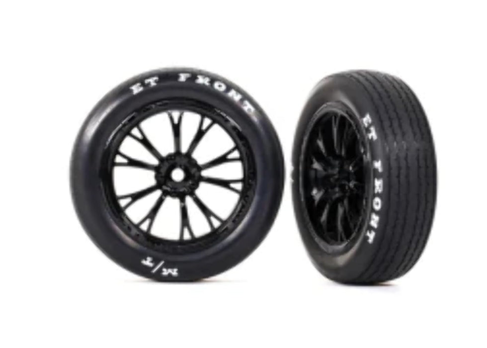 Traxxas 9474 Tires & Wheels Assembled glued (Weld Gloss Black Wheels Tires Foam Inserts) (Front) (2)