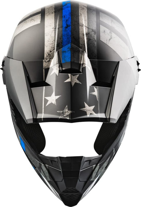 Gmax D3466075 Mx-46 Patriot Off-Road Helmet Matte Black/Grey/Blue Md