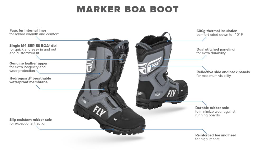 Fly Racing 2022 Marker BOA Boot (Black/Grey, 9)