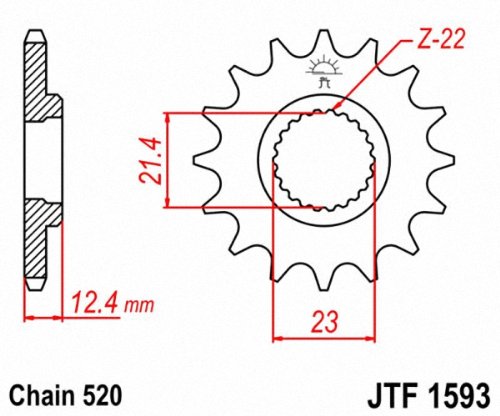 JT Sprockets JTF1593.14 14 Tooth Steel Front Countershaft Sprocket, Single