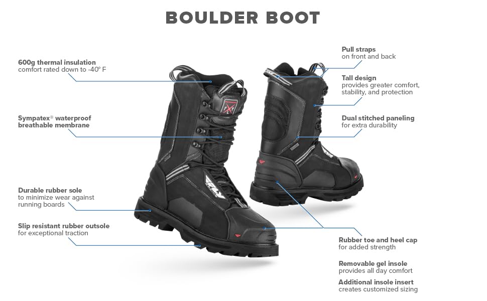 Fly Racing Boulder Snow Boot (Black, 8)