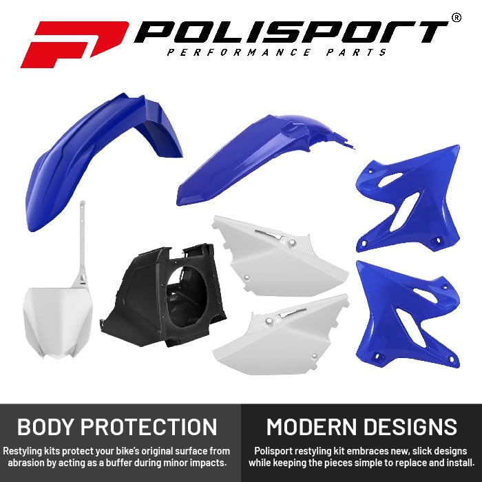 Polisport Full Plastic Kit for Yamaha YZ 125/250 (2002-2021) OEM Quality Restyling Kit with Superior Fit, Flexibility, and Durability (Blue/White)