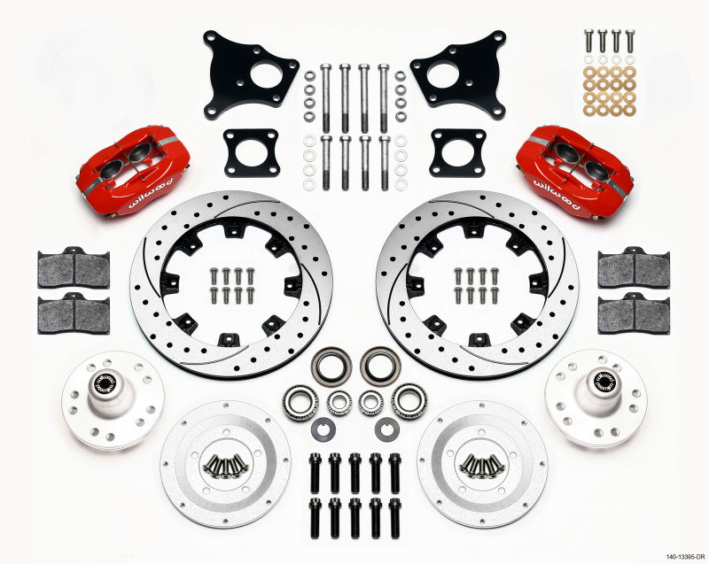 Wilwood Forged Dynalite Front Kit 12.19in Drilled Red AMC 71-76 OE Disc w/o Bendix Brakes 140-13395-DR