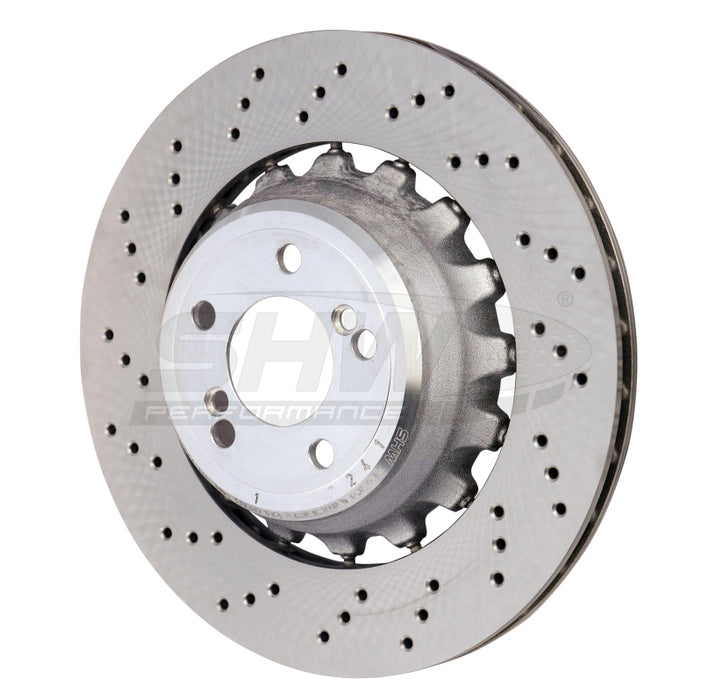 SHW 15-18 BMW X5 M 4.4L Left Rear Cross-Drilled Lightweight Brake Rotor (34212284903) BRL48503