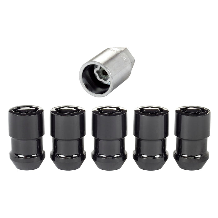 McGard Wheel Lock Nut Set 5pk. (Cone Seat) M12X1.5 / 3/4 Hex / 1.46in. Length Black 24526