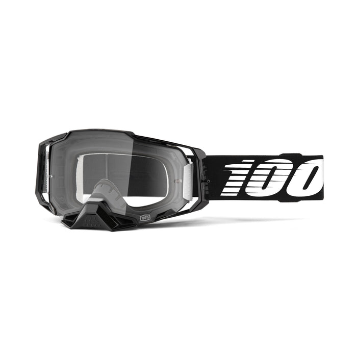 100% ARMEGA Premium Protective Sport Goggles with Ultra HD Lens & Nose Guard (Black - Clear Lens)