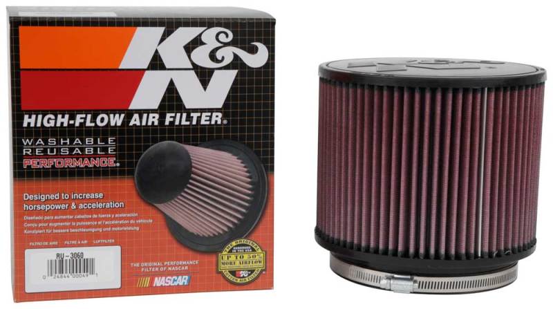 K&N Universal Rubber Filter 6in FLange ID / 7.5in OD / 6in Height / Round Straight RU-3060