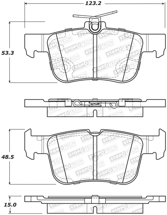 StopTech Street Brake Pads w/Shims & Hardware Rear 308.1665